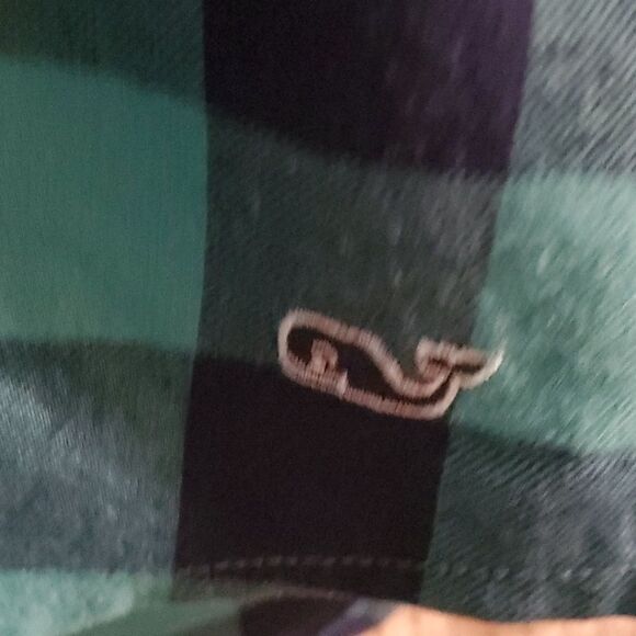 Vineyard Vines relaxed Buffalo button down flannel teal navy 10 - Picture 4 of 7